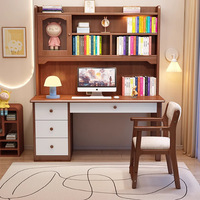 Escritorio Infantil Ergonómico y Duradero de Madera Maciza con Estantería Integrada y Superficie de Escritura Ajustable para Oficina en Casa