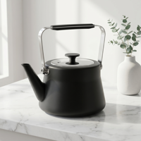 Bouilloire à thé portable en acier inoxydable brossé mat 1,5/2/3L, sans sifflet, avec poignée froide au toucher, pour cuisinières à induction et à gaz