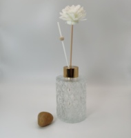 Diffuseur de parfum d'ambiance en verre avec bouchon en liège et couvercle argenté 100 ml, finition mate, pour huiles essentielles et usage cosmétique
