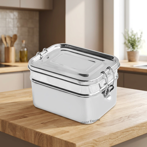 Best Selling Compact Lightweight Stainless Steel <b>Lunch</b> <b>Box</b> Rectangle 1-3L Dishwasher Safe Freshness Preservation Classic Design - Product Image 3