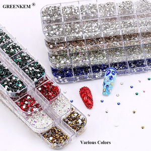 Destly 3600pcs 12网格3D美甲平背塑料SS4-SS12闪光Strass钻石水晶水钻12gr指甲水钻 - Product Image 5