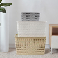 Vente en gros de boîtes de rangement de jouets pour enfants 5L 10L 17L paniers à jouets en plastique rotin tissé paniers de rangement en plastique