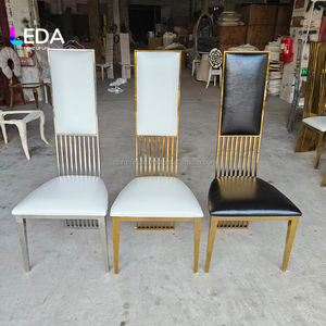 LEDA Mobilier d'hôtel haut de gamme Chaise de mariage en acier inoxydable à dossier haut or argent pour fête et événement Chaise de style - Product Image 1