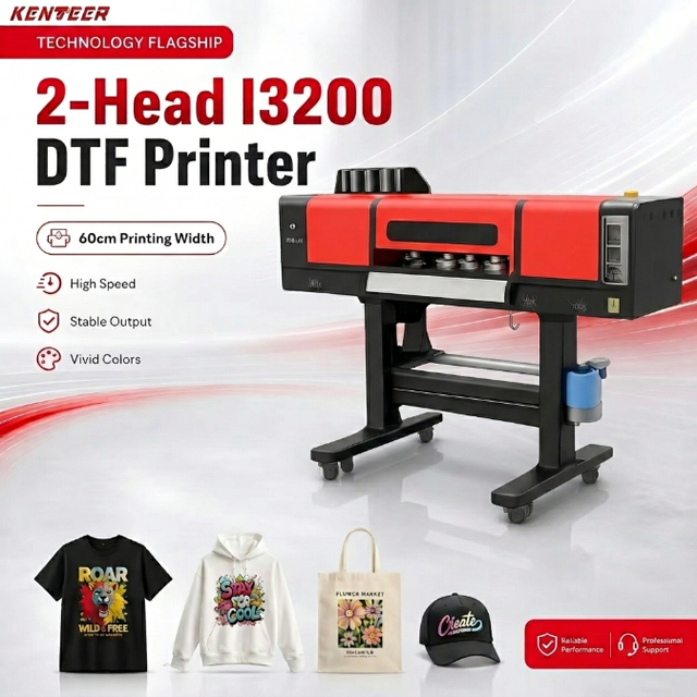 Industrial I3200 DTF Printer 60cm DTF Printing Machine with Auto Powder Shaking Drying Machine High Speed 2 Heads Inkjet Printer