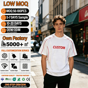 T-shirt en coton pour homme imprimé sur mesure, manches courtes, col rond, coupe classique, avec motif de lettres, bordure contrastée, style décontracté - Product Image 1