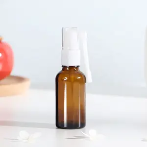 10ml 30ml 50ml 100ml Amber Glass Nasal Spray Bottle With White Plastic Nasal Spray Pump