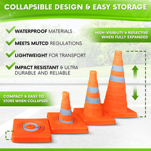 Bloque <span class=keywords><strong>de</strong></span> carretera <span class=keywords><strong>de</strong></span> goma reflectante, expansión <span class=keywords><strong>de</strong></span> seguridad, <span class=keywords><strong>cono</strong></span> <span class=keywords><strong>de</strong></span> advertencia, <span class=keywords><strong>cono</strong></span> <span class=keywords><strong>de</strong></span> carretera plegable impermeable con LED - Product Image 3