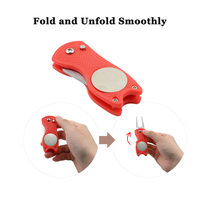 Usine Rouge Pliable Nettoyant Magnétique Rétractable Swith Lame Golf Accessoires Golf Réparation Divot Pitch Fourche Golf Divot Outil
