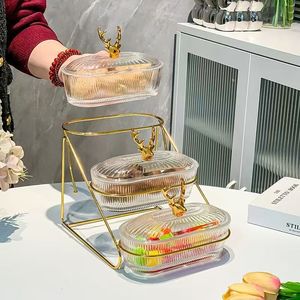 Conteneur de rangement décoratif transparent pour la maison, assiettes à collation, plat à salade de fruits secs, pour noix, bonbons, apéritifs, collations de fête - Product Image 4