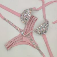 Maillots de bain de luxe pour filles, maillots de bain brillants avec strass, vêtements de danse, maillots de bain diamantés, vente en gros
