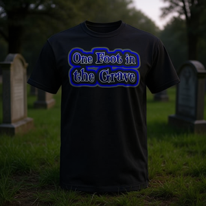 T-shirt One Foot In The Grave noir pour adulte, unisexe, promotionnel - Product Image 1