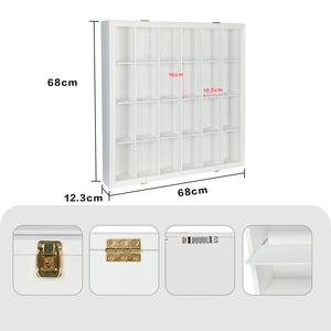 Vitrina de Madera Blanca con 24 Compartimentos, Vitrina de Pared con Cerradura para <span class=keywords><strong>Muñecas</strong></span> Coleccionables - Product Image 3