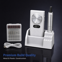 Kit de perceuse à ongles électrique haut de gamme avec poignée ergonomique, construction en métal et plastique, rechargeable, portable, 45000 tr/min
