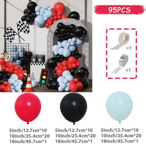 Ballons de Voiture de Course en Latex, Kit de Guirlande d'Arche, Ballons de Fête Rouges et Noirs pour Garçon, pour Fête Prénatale, 95 Pièces - Product Image 6