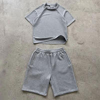 T-shirt et short courts surdimensionnés à coupe et couture personnalisés en éponge française