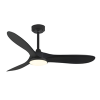 Ventilateur de plafond électrique HSG modèle 666 de 52 pouces avec moteur DC, télécommande, pales noires en ABS, compatible Tuya, pour la décoration de la maison et le salon