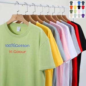 เสื้อยืดคอกลมผู้ชายผ้าฝ้าย 100% หนานุ่ม คุณภาพสูง แขนสั้น สีพื้น รับทำโลโก้ตามสั่ง ขายส่ง - Product Image 1