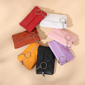 YIXIN new fashion PU leather diamond clutch bag card key storage bag short zipper coin purse custom wholesale