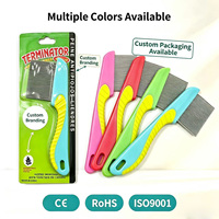 Peigne anti-puces 4 couleurs, emballage personnalisé, acier inoxydable, dents extra fines, CE RoHS, directement de l'usine, faible MOQ, vente en gros 9