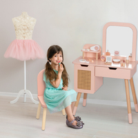 Table de toilette en bois pour enfants, coiffeuse de princesse pour filles, ensembles de maquillage de mode, jeu d'imitation pour enfants