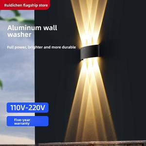 Projecteur mural LED en aluminium, étanche, 220V, pour extérieur, usage domestique, cour, villa, couloir, double tête, pour murs extérieurs - Product Image 4