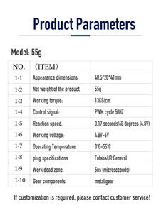 Micro <b>Mini</b> Digital Servo Motor 55g Plastic Gear RC Drones Accessories Precision Motion Control 10kg/cm - Product Image 6