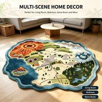 Tapis personnalisé tufté à la main, motif paysage fantastique, tapis décoratif irrégulier en forme de carte d'île, tapis de sol personnalisé pour la décoration intérieure