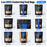 Sachet d'emballage personnalisé pour aliments pour animaux de compagnie, pochette verticale refermable avec fermeture éclair, finition mate, Doypack pour friandises lyophilisées pour chiens