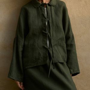 Nouveautés : Ensemble en lin modeste pour femme, de haute qualité, avec logo personnalisé, vêtements décontractés, mélange de lin, costume élégant pour femme - Product Image 2