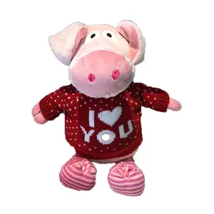 HLC325 새로운 스타일 스웨터 사랑 돼지 인형 어린이 생일 선물 돼지 플러시 인형 장난감 귀여운 멍청한 돼지 인형 봉제 완구