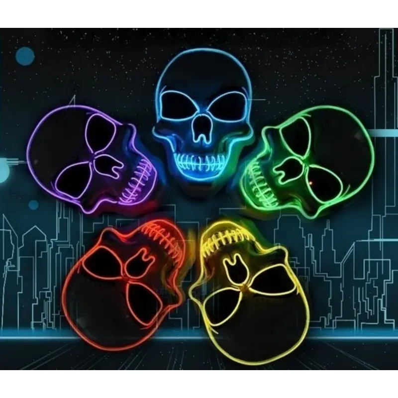 Halloween Cosplay Death Skulls Geister maske Fälscht Gesicht Scary Neon LED Maske EL Wire Cool Pink Masquerade Mask