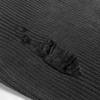 AiNear Vente en gros, conception de logo personnalisé, OEM & ODM, pull en maille côtelée noir à manches longues et col rond pour homme, 100% coton