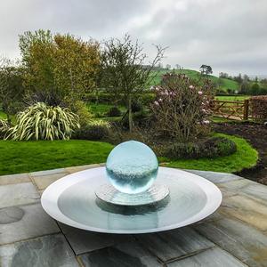 Bahçe su doğal dekorasyon paslanmaz çelik akrilik küre çeşme heykeli çeşme heykeli - Product Image 2