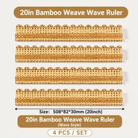 Supports de Mahjong Américain de Luxe en Bambou Transparent Tressé, 20 Pouces, Ensemble de 4 Pièces, Bord Ondulé, Collection Designer Premium