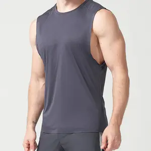 Camiseta sin mangas OEM personalizada de poliéster reciclado para baloncesto y fitness, camiseta sin mangas deportiva cortada para hombre