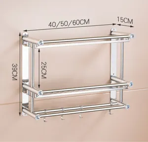 <span class=keywords><strong>Toallero</strong></span> de Esquina de Acero Inoxidable de Dos Niveles para Baño de Hotel, con Instalación en Pared, Diseño Moderno - Product Image 1