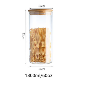 Bộ <span class=keywords><strong>3</strong></span> Lọ Thủy Tinh Lưu Trữ Thực Phẩm Tròn 60Oz Có Nắp Đậy Bằng Tre Cho Mì Ngũ Cốc Bột Gạo Đường Trà Cà Phê - Product Image 6
