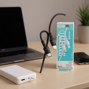 Cable de Datos Ansty Z-024-PI con Carga Rápida 3.1A, Conector C-Lightning, Revestimiento de TPE, Material de Cobre Puro para Teléfonos Móviles, Color Negro - Product Image 3