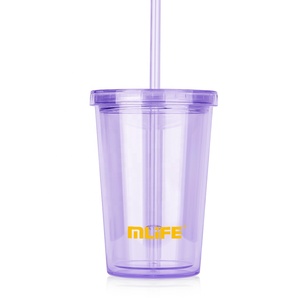 12oz Custom Bpa Free <strong>clear</strong> Transparent Double Wall <strong>Tumblers</strong> <strong>Plastic</strong> Reusable Cup Water Bottle with Straw - Product Image 5
