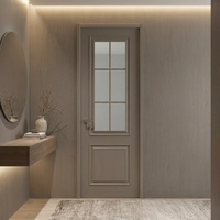 Porte intérieure insonorisée avec insert en verre personnalisé, finition PVC, étanche et résistante à l'humidité, pour chambre, villa, hôtel, appartement moderne