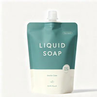 Pochette d'emballage pour savon liquide avec logo personnalisé imprimé, pochette à bec verseur stable avec buse supérieure de 15 mm et bouchon rabattable