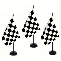 Drapeau de table mini à carreaux en polyester écologique, promotionnel et économique, pour événements sportifs, festivals et célébrations, avec impression numérique