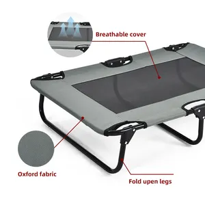 Outdoor Indoor Travel Breathable Cooling Mesh Iron Frame Foldable Portable Pet Elevated Dog Bed