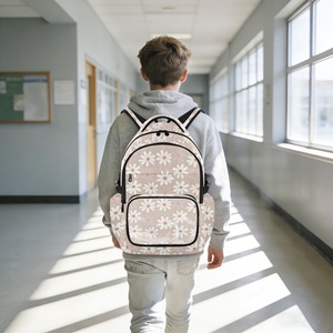 25L Custom Print Khaki Daisy Floral Travel <b>Rucksack</b> Teenager Students Children Girls Boys School Backpack with PVC Pocket - Product Image 5