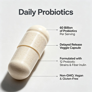 Cápsulas Veganas de Probióticos y Prebióticos Más Vendidas para la Salud Digestiva de Adultos, 60 Mil Millones de UFC, 30 Cápsulas/Botella - Product Image 4