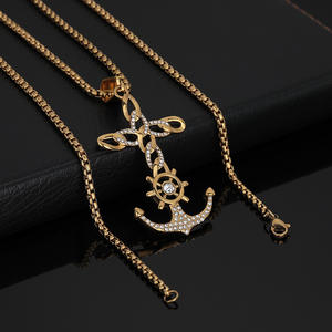 Hip Hop Cruz ancla chapado en oro no deslustre Cubic Zirconia Pvd no deslustre impermeable Acero inoxidable joyería colgantes hombre - Product Image 5