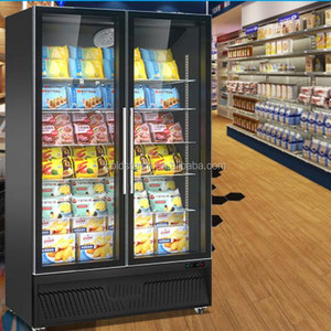 Congélateur vertical à double porte vitrée, température unique, éclairage LED, dégivrage <span class=keywords><strong>automatique</strong></span>, congélateur commercial à froid au bas pour présentation - Product Image 3