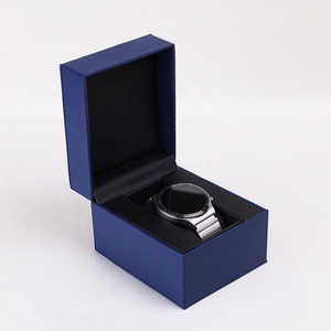 Kemasan perhiasan kulit PU Logo kustom kotak perhiasan gelang cincin persegi mewah kotak perhiasan mode biru - Product Image 3