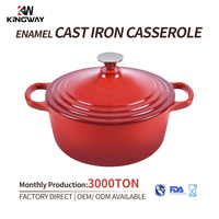 Ensemble de casseroles en fonte émaillée rouge bon marché pour cuisine, ustensiles de cuisson, faitout