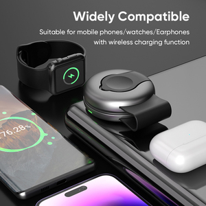 Cargador Inalámbrico 3 en 1 Plegable con <span class=keywords><strong>Carga</strong></span> Magnética Rápida y Luz LED para iPhone 16 15 (15W), Reloj (3W) y Auriculares (5W) - Product Image 6